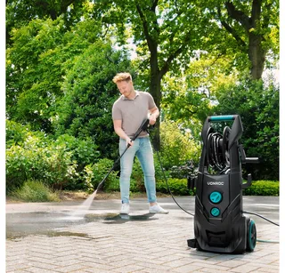 PRO Hogedrukreiniger V25-2 – 2500W – 195 bar – 468 l/h – Duurzame inductiemotor – Incl. 8m slang, slanghaspel, terrasreiniger, reinigingstank en meer de VONROC – image du produit 2 sur 5