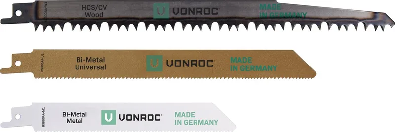 Reciprozaagbladen – 3 stuks – geschikt voor hout & metaal – Made in Germany de VONROC – image du produit