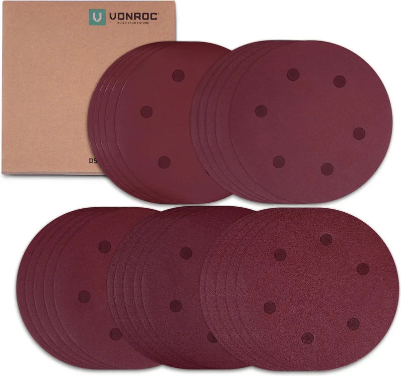 Schuurpapier set – 225MM – 25 stuks – Voor schuurmachines – Incl. klittenbandbevestiging de VONROC – image du produit