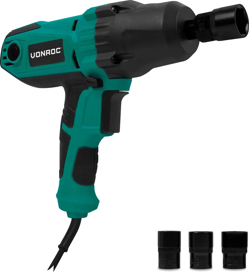Slagmoersleutel 450W - 350Nm - 1/2” opname - Incl. 4 moerdoppen - 3m kabel - Soft Grip – geschikt voor banden verwisselen de VONROC – image du produit