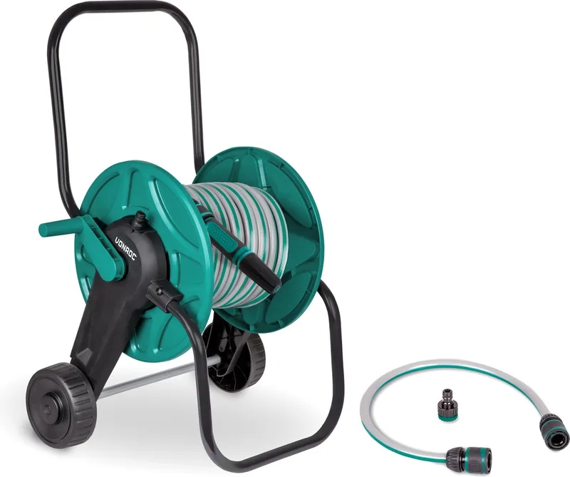 Slangenwagen set – Incl. 20m tuinslang, premium spuitstuk, slangkoppelingen, aansluitslang & kraanaansluiting de VONROC, Vert – image du produit