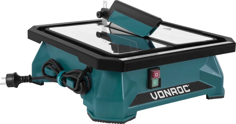 Tegelzaag 650W –Waterkoeling – Incl. 180mm diamant zaagblad, parallelgeleider en verstekgeleider de VONROC, Vert – image du produit