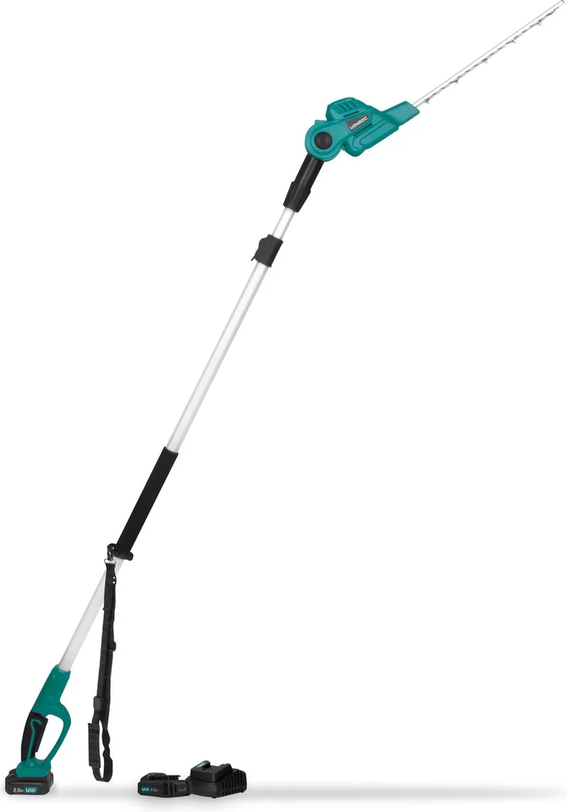 Telescopische Accu Heggenschaar 20V - Kantelbaar blad - Traploos verstelbaar (incl. 2x 2.0Ah Accu en snellader) von VONROC – Produktbild