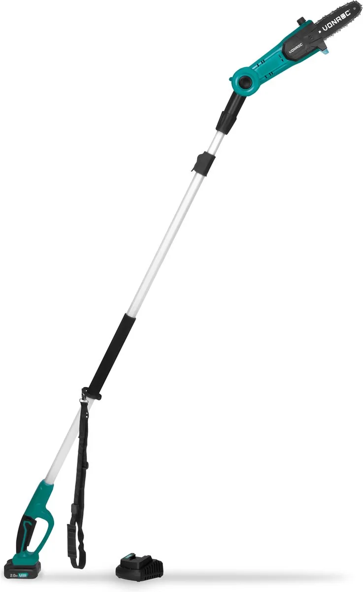 Telescopische Accu Kettingzaag 20V - Kantelbaar zaagblad - Traploos verlengbaar (Incl. 2.0Ah Accu en snellader) de VONROC – image du produit