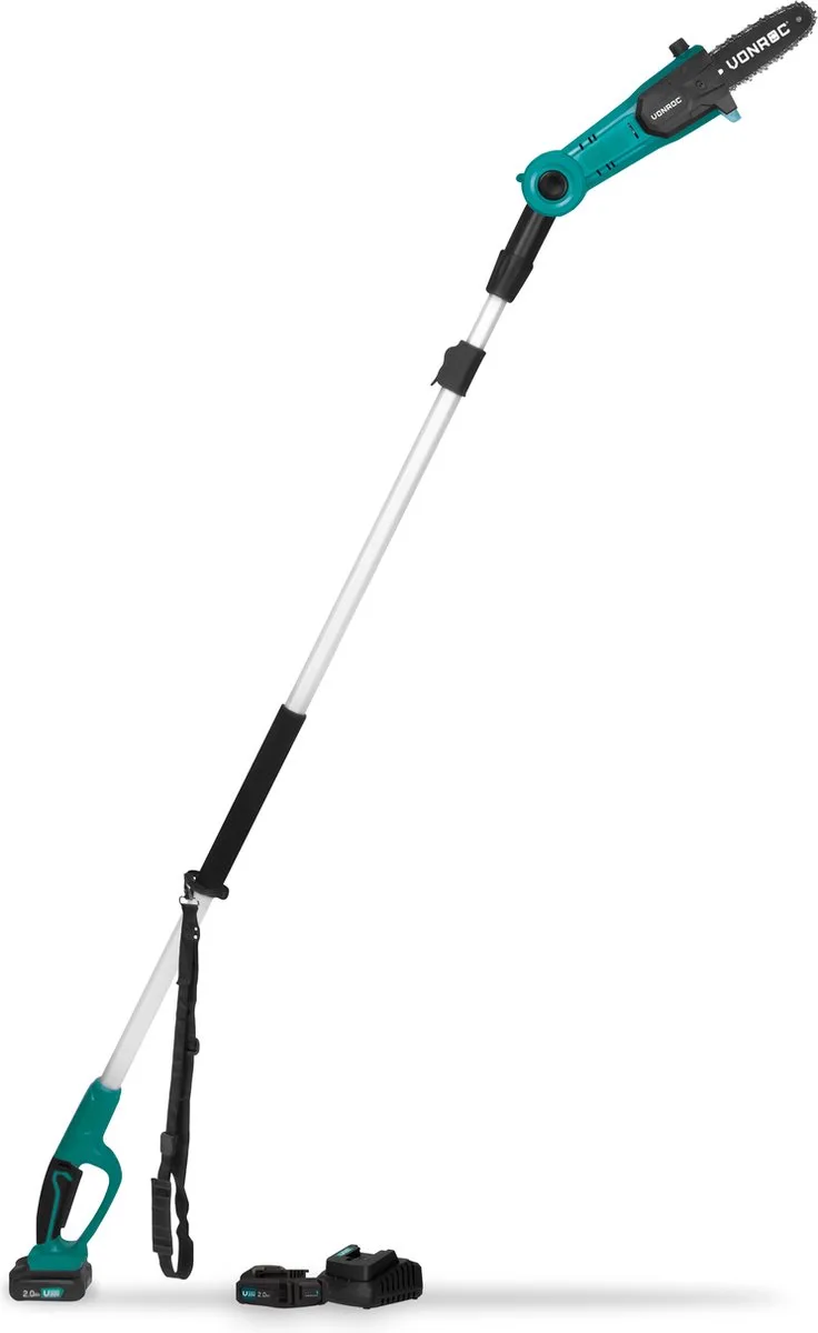 Telescopische Accu Kettingzaag 20V - Kantelbaar zaagblad – Traploos verlengbaar (Incl. 2x 2.0Ah Accu en snellader) de VONROC – image du produit