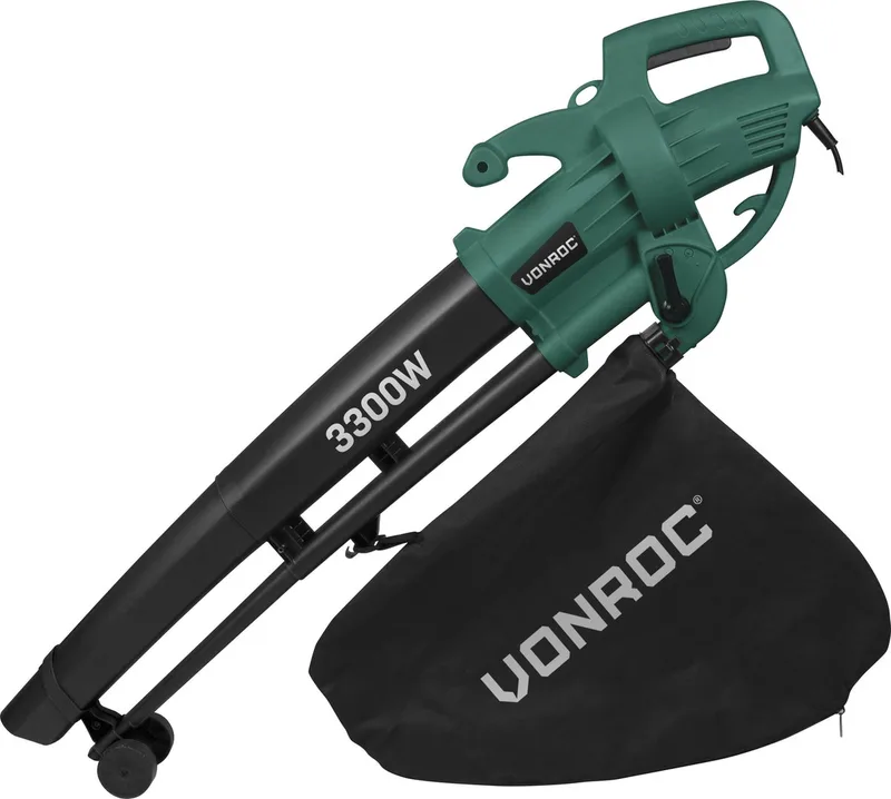 VONROC 3-in-1 bladblazer – 3300W – Blazen, Zuigen & Versnipperen – 270km/h – Incl. 40L opvangzak von VONROC – Produktbild