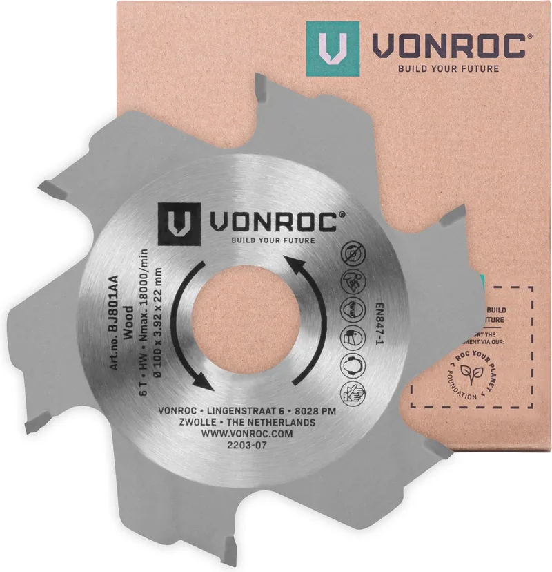 Zaagblad voor lamellenfrees - 100 x 22mm - 6 tanden - 3,92mm dik - voor VONROC lamel-lenfrees BJ501AC en universeel gebruik de VONROC – image du produit