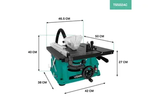 Zaagtafel – compact model – 1500W - 5000rpm - Ø210mm – Incl. 40T zaagblad de VONROC – image du produit 3 sur 5