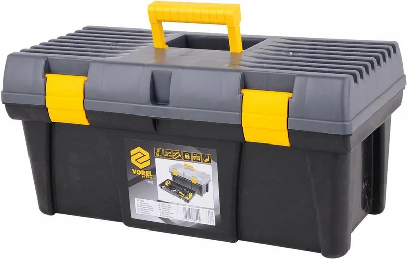 Gereedschapskist - 20 inch - Duurzaam - Transparante Organizer van Vorel, Zwart – productafbeelding