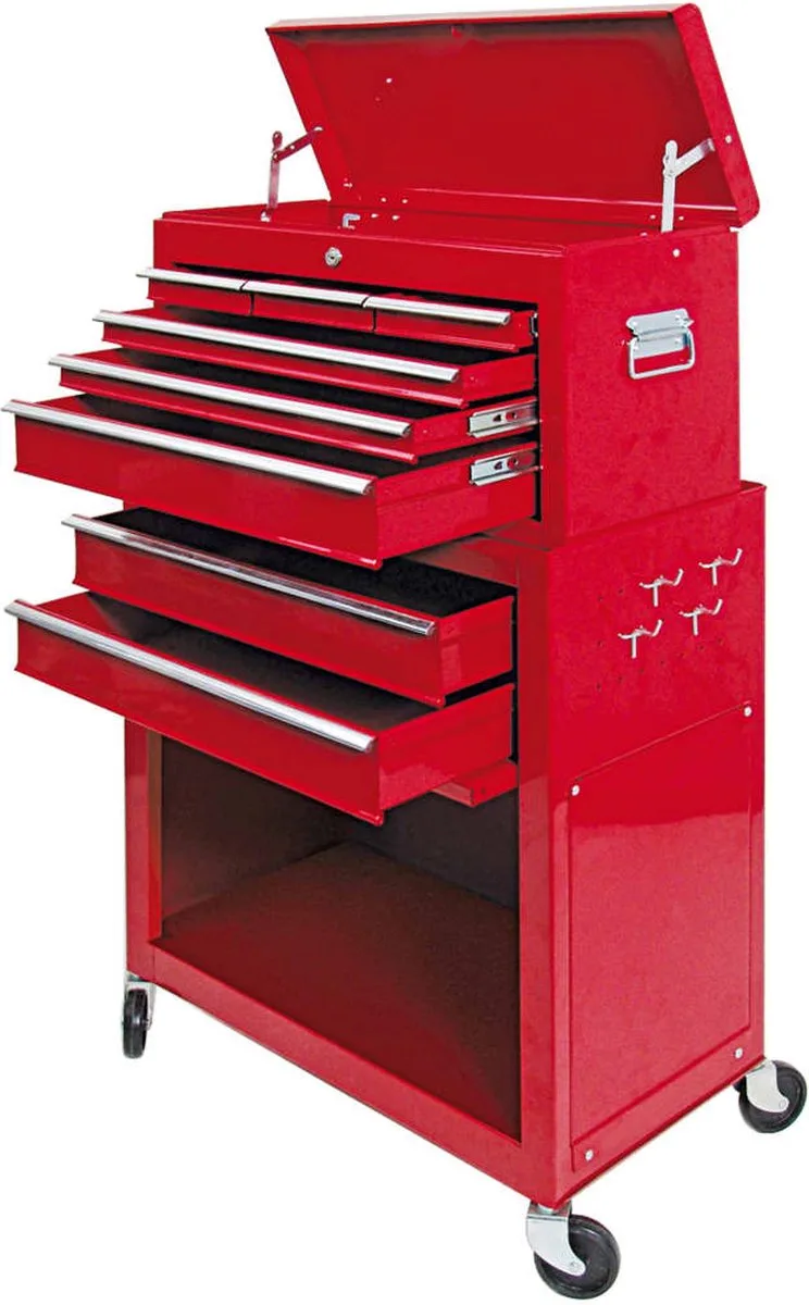 Gereedschapswagen - met - 6 - lades - 62x33x107 - cm van Vorel, Rood – productafbeelding