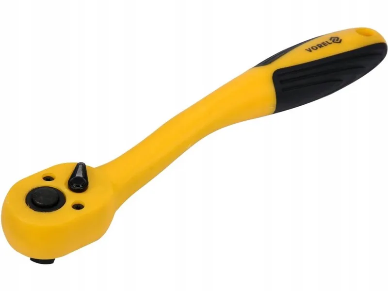 Kleine Gebogen Ratel 3/8" - 200 mm, CrV Staal von Vorel, Gelb – Produktbild