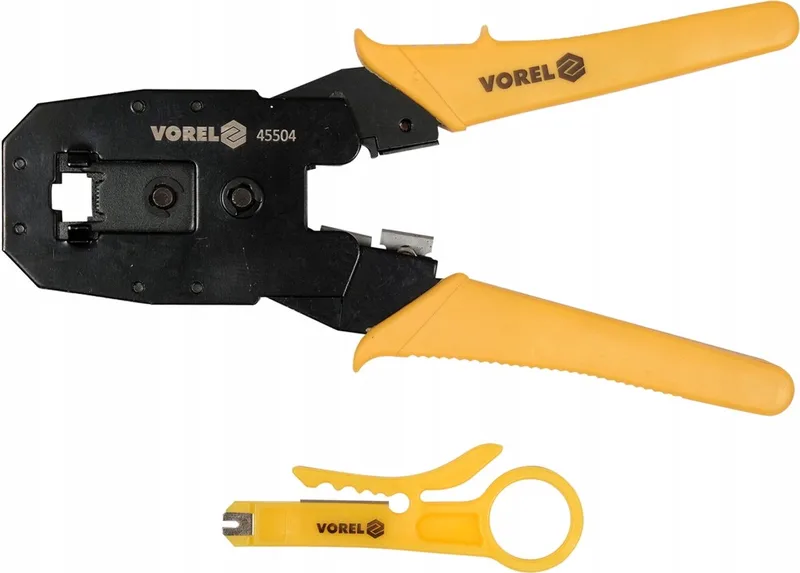 Krimptang RJ45 RJ10 RJ11 - Netwerk- en telefoonconnectoren von Vorel, Gelb – Produktbild