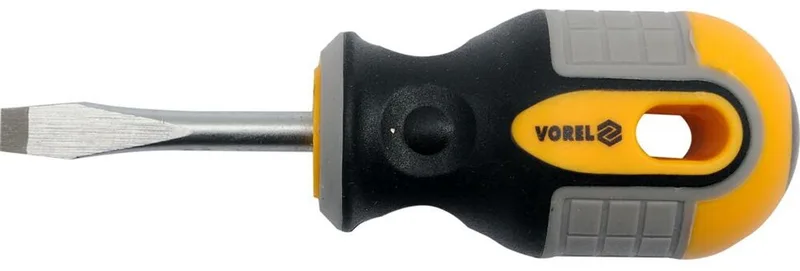 Platte Schroevendraaier 5x38 mm CrV Staal van Vorel, Geel – productafbeelding