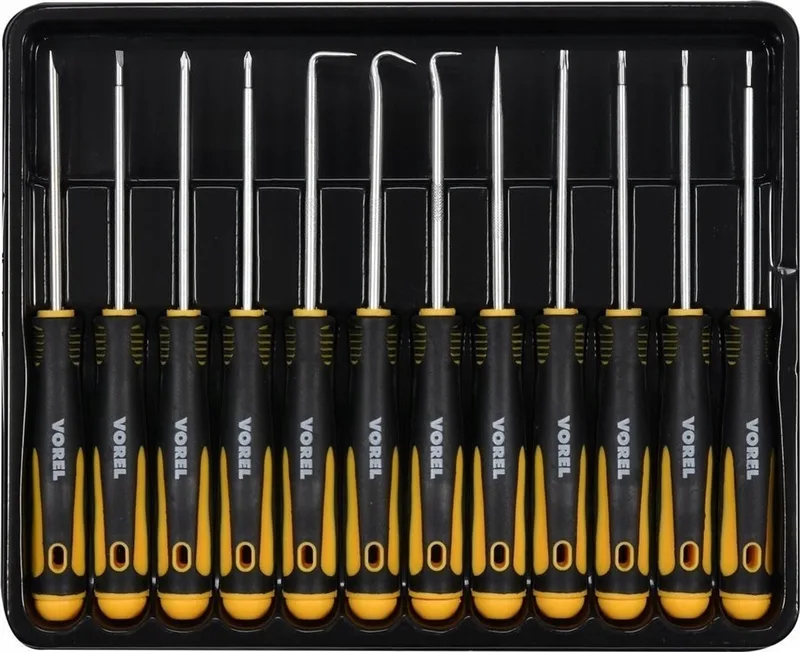 Precisie schroevendraaierset met 12 haken - 12 stuks by Vorel, Yellow – product image
