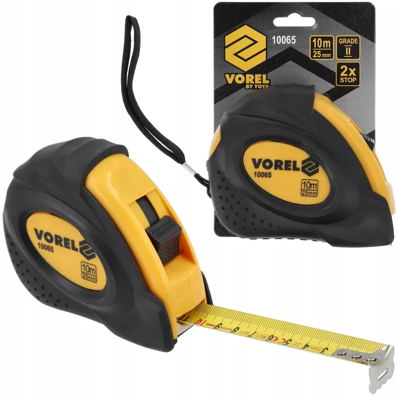Rolmaat 10m x 25mm met Dubbele Vergrendeling de Vorel, Jaune – image du produit