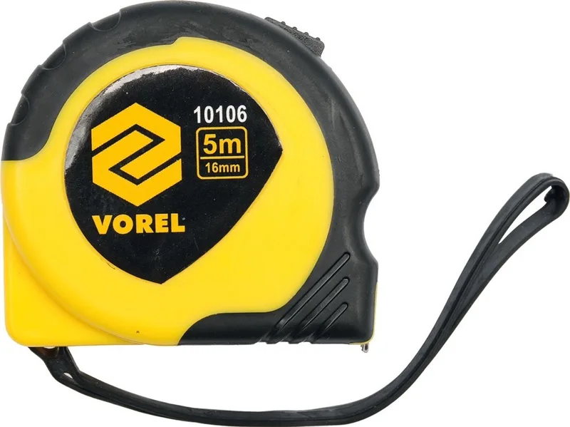 Rolmaat 5m - Geel/Zwart, 16mm Breed von Vorel, Gelb, Schwarz – Produktbild