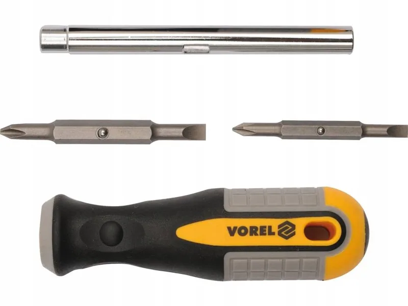 Schroevendraaier Set 6-in-1 met Wisselbits van Vorel, Geel – productafbeelding
