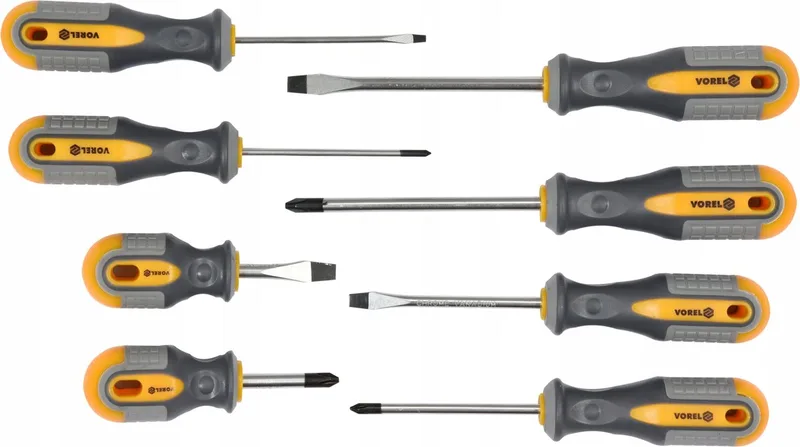 Schroevendraaier Set - 8-delig - Ergonomische Handgrepen - CrV Staal von Vorel, Schwarz – Produktbild