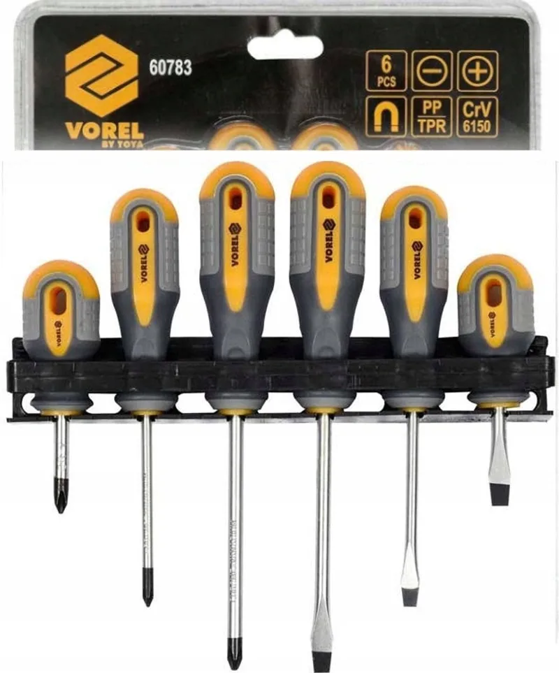 Schroevendraaierset 6-delig - Plat & Kruiskop by Vorel, Black, Orange – product image