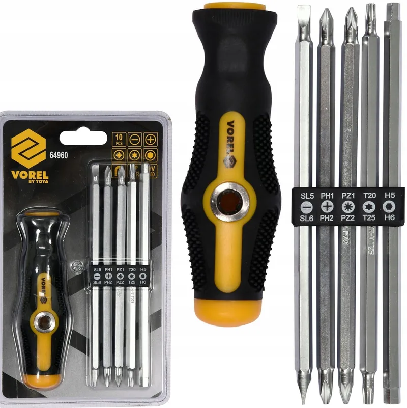 Schroevendraaierset met 6 Dubbelzijdige Bits by Vorel, Yellow – product image