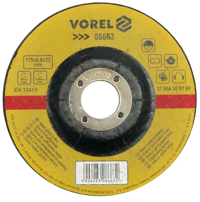 Schuurschijf Metaal - 230 mm - 6,8 mm - Voor Haakse Slijpers de Vorel, Noir – image du produit