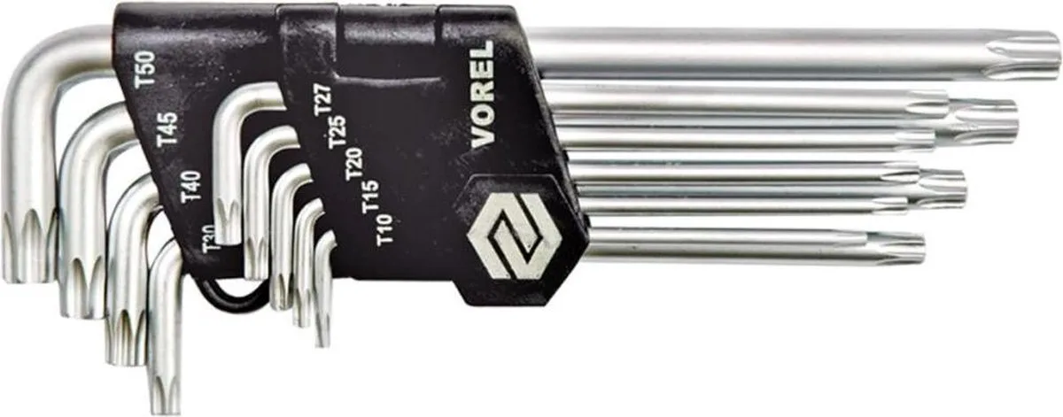 Torx Set - Gereedschapsset - 9-delig - CrV Staal - T10 tot T50 van Vorel, Grijs – productafbeelding