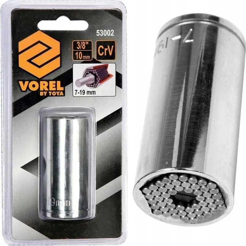 Universele Dopsleutel - 3/8" - 7-19mm - Roestvrij Staal van Vorel, Zilver – productafbeelding