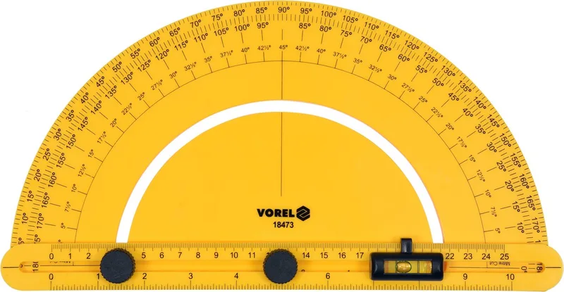 Verstelbare gradenboog met waterpas en arm van 250 mm - Precisiemeting de Vorel, Jaune, Noir – image du produit