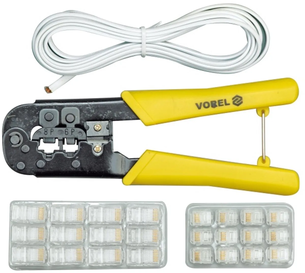 Vorel 45503 Serie - Telecommunicatie Connector Krimptang - Ergonomische Handgreep - Inclusief Accessoires de Vorel, Noir – image du produit