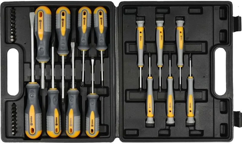 Vorel 60785 - Schroevendraaier Set - 32 Delen - Ergonomische Handvatten - CrV Staal de Vorel, Noir – image du produit