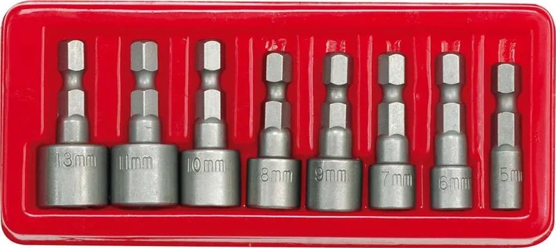 Vorel 8-delige Doppenset 1/4" Hex 5-13mm van Vorel, Zilver – productafbeelding