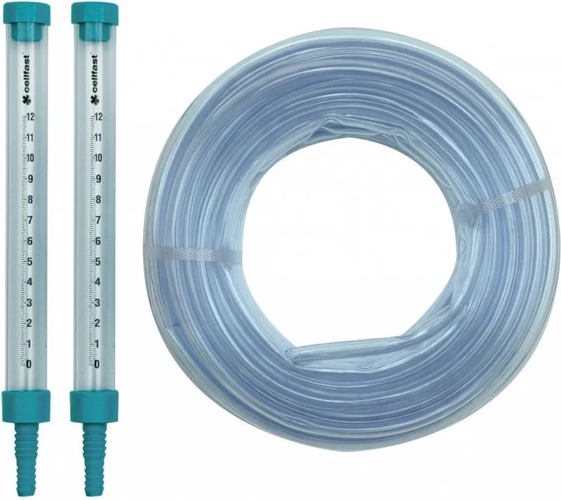 Waterpas slang 25 mtr. met trechter en 2 stoppen de Vorel, Transparent – image du produit