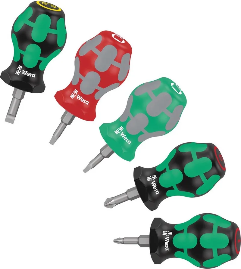 05008872001 5-delige Stubby Schroevendraaierset 3 van Wera, Kleurloos – productafbeelding