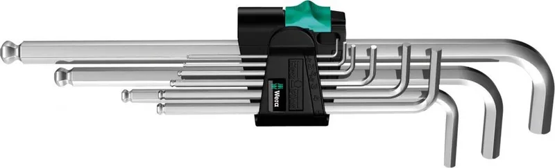 Winkelschraubendreher Satz 9tlg. SW1,5-10 extra lang WERA von Wera, Kleurloos – Produktbild