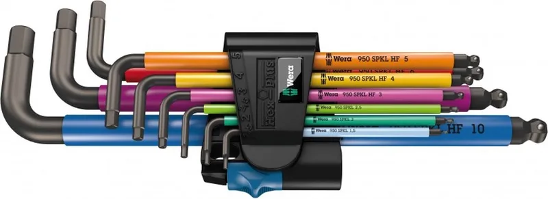 05022210001 950 SPKL/9 SM HF 9 Delige Hex-plus multicolour inbussleutelset - 1,5-10mm van Wera, Kleurloos – productafbeelding