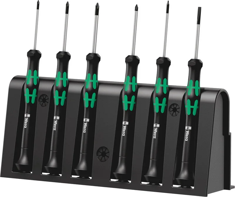 2050/6 Schroevendraaierset Elektronica en fijnmechanica 6-delig Plat, Kruiskop Phillips, Torx plus, Microstix de Wera, Kleurloos – image du produit