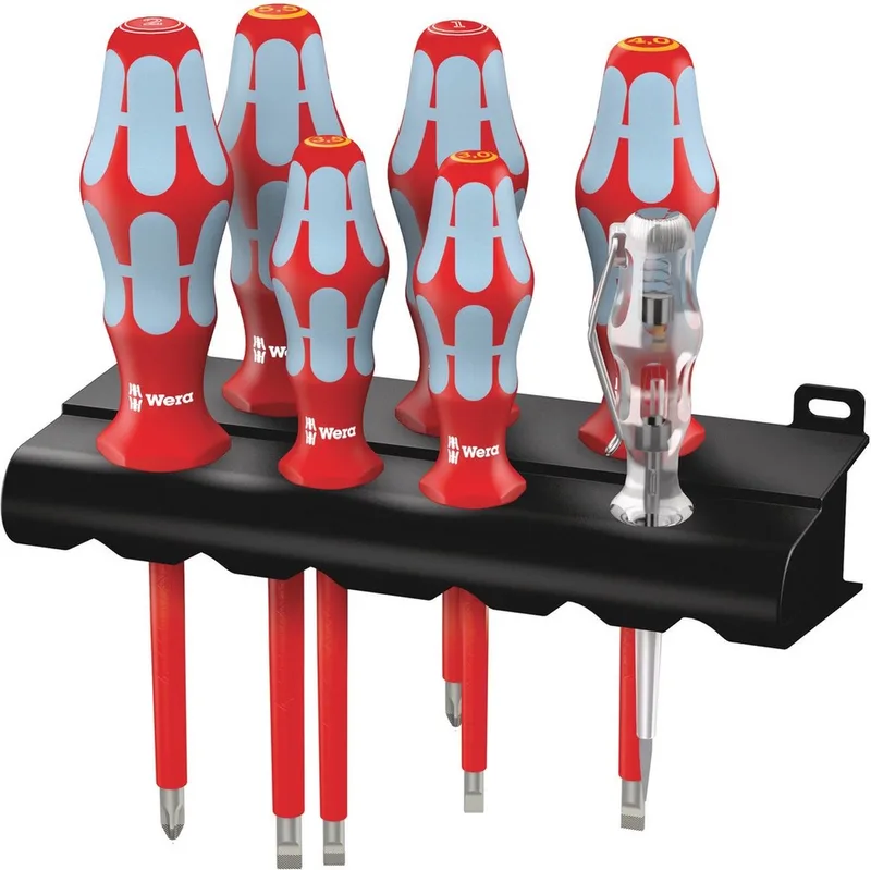 3160 i/7 Rack Schroevendraaierset VDE 7-delig Plat, Kruiskop Phillips von Wera, Kleurloos – Produktbild