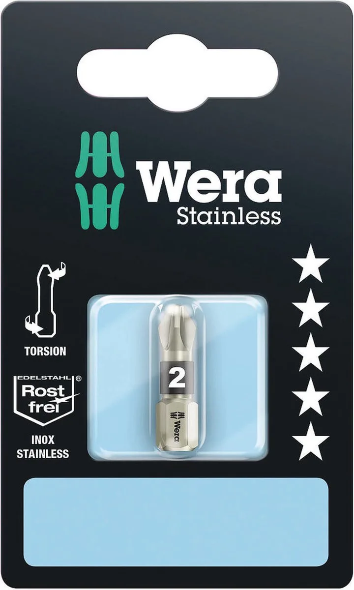 3855/1 TS Bits Pozidriv, RVS, PZ 1 x 25 mm - 5 stuk(s) by Wera – product image