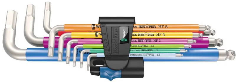 Wera 3950/9 Hex-Plus Multicolour HF Stainless 1 6 pans intérieurs Jeu de clés mâles coudées 9 pièces de Wera, Kleurloos – image du produit