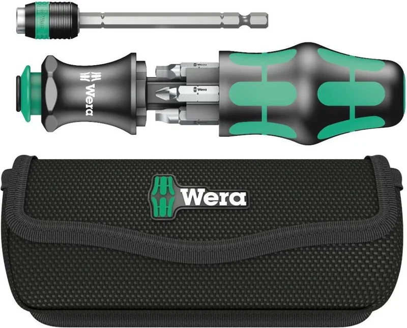 5051025001 8-delige Kraftform Kompakt Handbithouder met bits en etui de Wera, Vert – image du produit