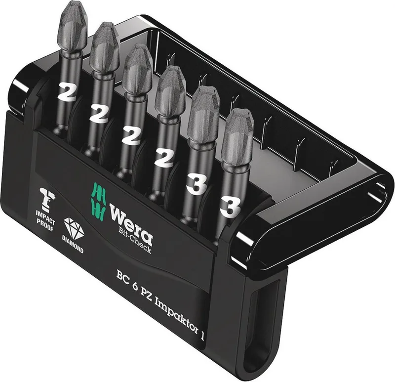 6-delige bitset Pozidrive - Mini-Check Impaktor 3 van Wera – productafbeelding