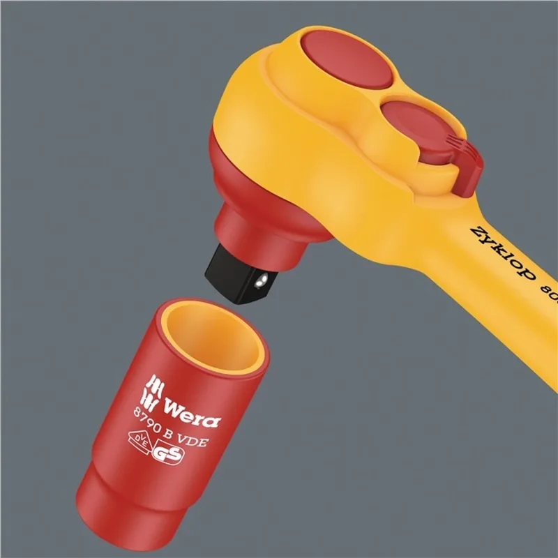 8100 SB VDE 1Zyklop ratel- set, isol., switch, 3/8" van Wera, Kleurloos – productafbeelding 2 van 2