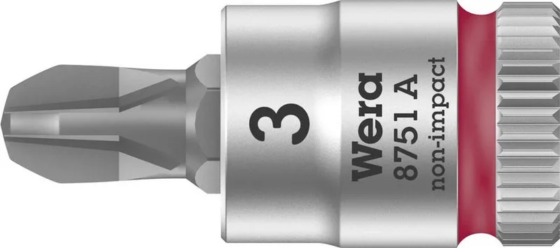 8751 A 05003352001 Kruiskop Phillips Dopsleutel-bitinzet PH 3 1/4 (6.3 mm) de Wera, Kleurloos – image du produit