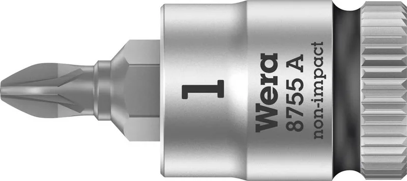 8755 A 05003353001 Kruiskop Pozidriv Dopsleutel-bitinzet PZ 1 1/4 (6.3 mm) från Wera, Kleurloos – produktbild