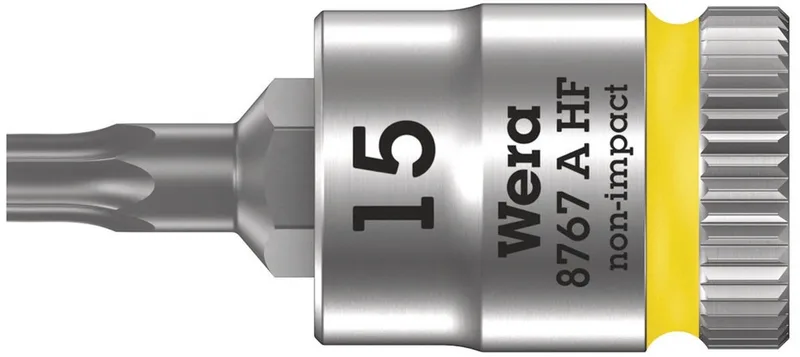 8767 A 05003363001 Binnen-zesrond (TX) Dopsleutel-bitinzet T 15 1/4 (6.3 mm) von Wera, Kleurloos – Produktbild
