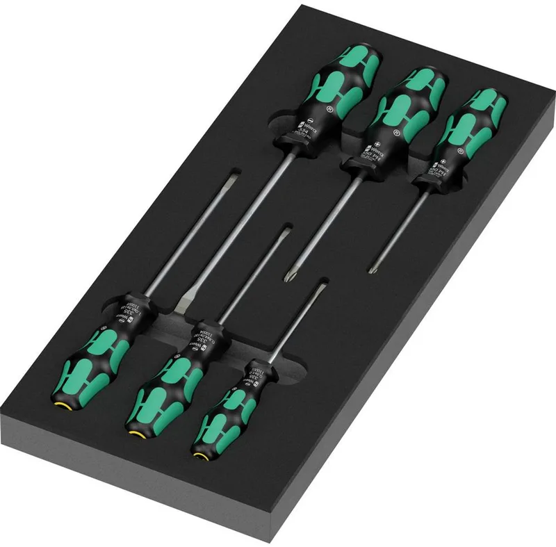 9717 Serie 300 Schroevendraaierset Universeel Plat, PH von Wera, Kleurloos – Produktbild