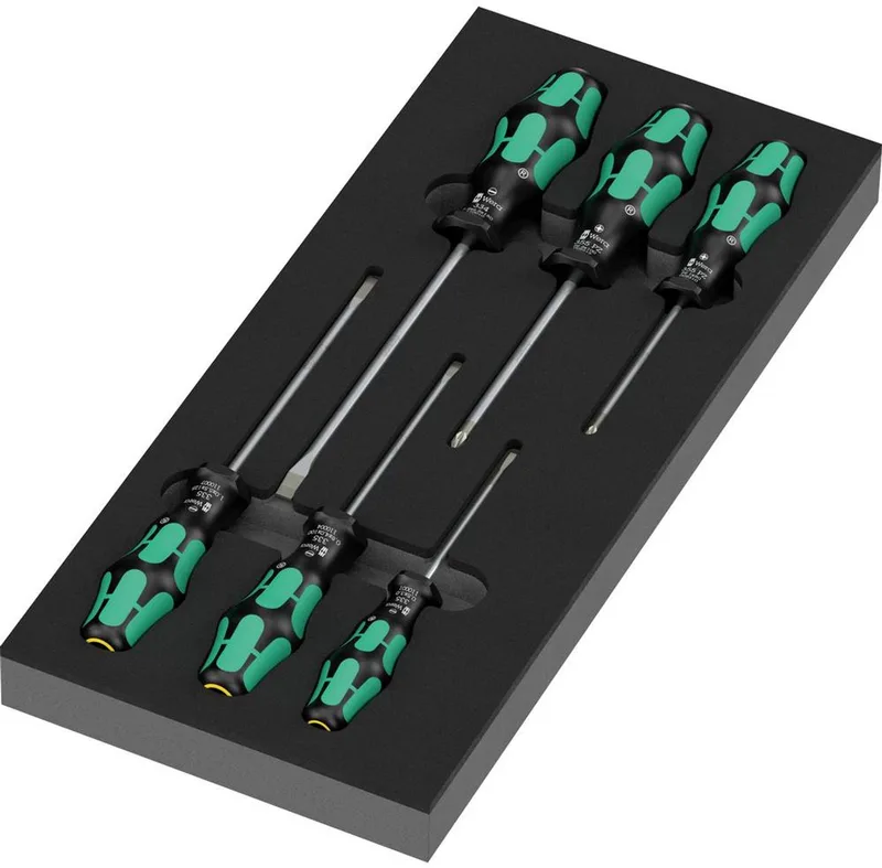 9718 Serie 300 Schroevendraaierset Elektronica, Werkplaats Pozidriv, Plat van Wera, Kleurloos – productafbeelding