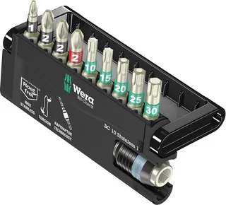 BC 10/9 05071110001 Bit-Set 10teilig Schlitz, Kreuzschlitz Phillips, Kreuzschlitz Pozidriv, Innen-TORX fra Wera – produktbillede 1 af 2
