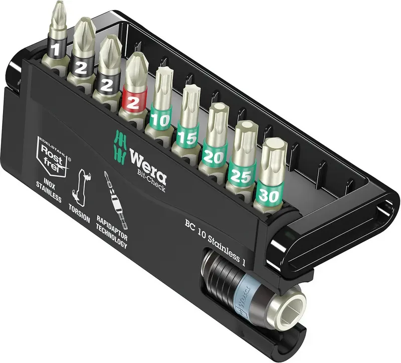 BC 10/9 05071110001 Bit-Set 10teilig Schlitz, Kreuzschlitz Phillips, Kreuzschlitz Pozidriv, Innen-TORX fra Wera – produktbillede 1 af 2