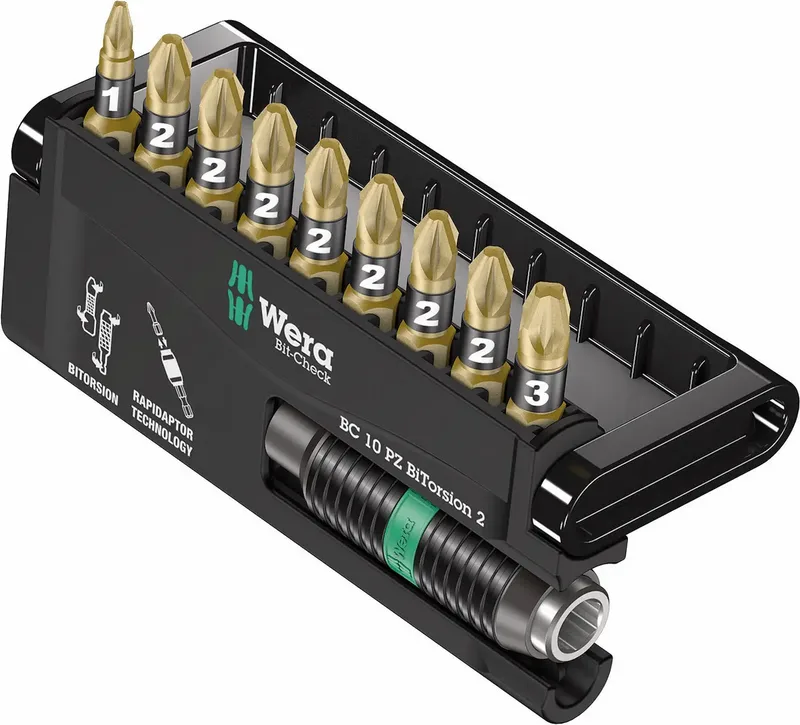 Bit-Check 10 PZ BiTorsion 2 05347153001 Bit-Set 10teilig Kreuzschlitz Pozidriv BiTorsion von Wera – Produktbild